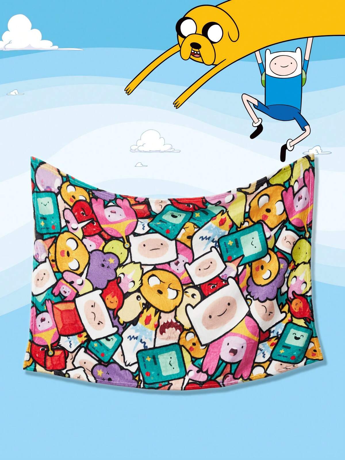 Rick and Morty X SHEIN Cartoon & Letter Pattern Flannel Blanket,Spring / Winter