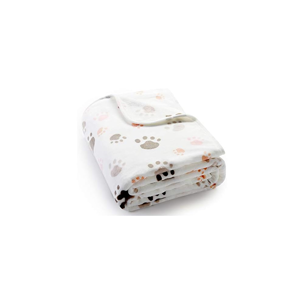 Super Soft and Premium Fuzzy Flannel Fleece Pet Dog Blanket, The Cute Print Design Washable Fluffy Blanket for Puppy Cat Kitten Indoor Outdoor, Grey, 32 x 24 Inches