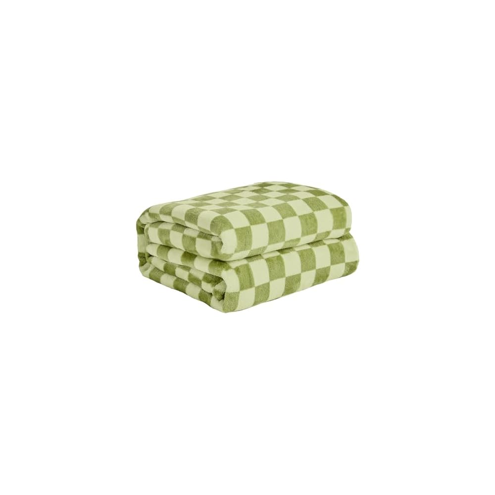 Checkered Flannel Fleece Throw Blanket Soft Cozy Checkerboard Grid Print Chessboard Gingham Pattern Blankets for Bed Couch Sofa, 50"x60", Sage Green