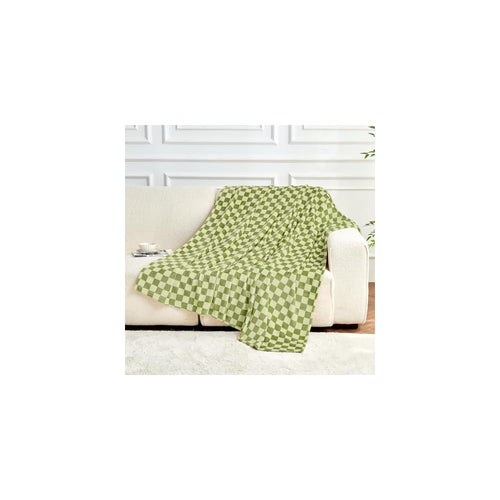 Checkered Flannel Fleece Throw Blanket Soft Cozy Checkerboard Grid Print Chessboard Gingham Pattern Blankets for Bed Couch Sofa, 50"x60", Sage Green