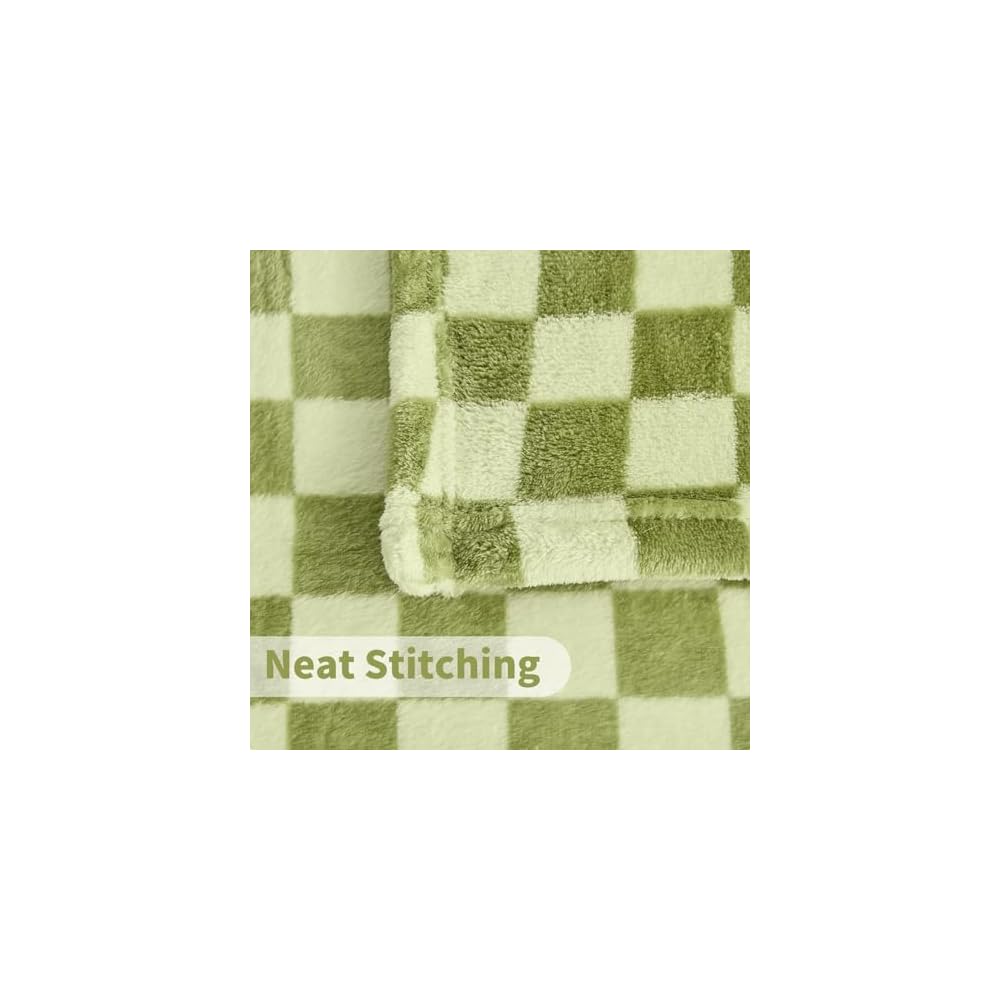 Checkered Flannel Fleece Throw Blanket Soft Cozy Checkerboard Grid Print Chessboard Gingham Pattern Blankets for Bed Couch Sofa, 50"x60", Sage Green