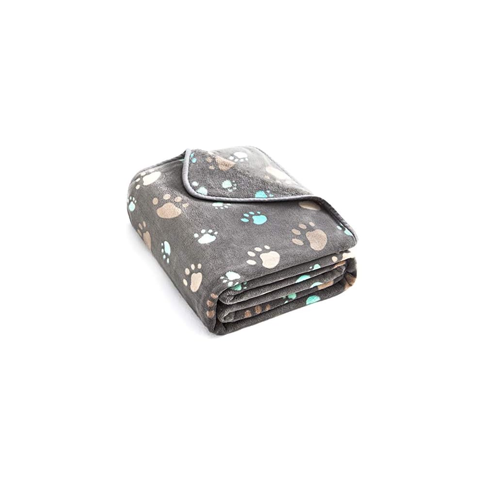 Super Soft and Premium Fuzzy Flannel Fleece Pet Dog Blanket, The Cute Print Design Washable Fluffy Blanket for Puppy Cat Kitten Indoor Outdoor, Grey, 32 x 24 Inches
