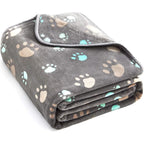Super Soft and Premium Fuzzy Flannel Fleece Pet Dog Blanket, The Cute Print Design Washable Fluffy Blanket for Puppy Cat Kitten Indoor Outdoor, Grey, 32 x 24 Inches