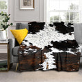 Cow Print Blanket Soft Flannel Lightweight Cowhide Western Throw Blanket Cozy Warm White Brown Cow Blankets All Seasons Living Room Decor for Couch Chair Bed Sofa Office 60x80 inch
