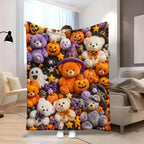 Pastel Floral Print Teddy 2D-Style Plush Throw Blanket, Super Soft Lightweight All-Season Bedding, Cute Kawaii Kids' Bedroom Decor, Holiday Birthday Christmas Gift for Children