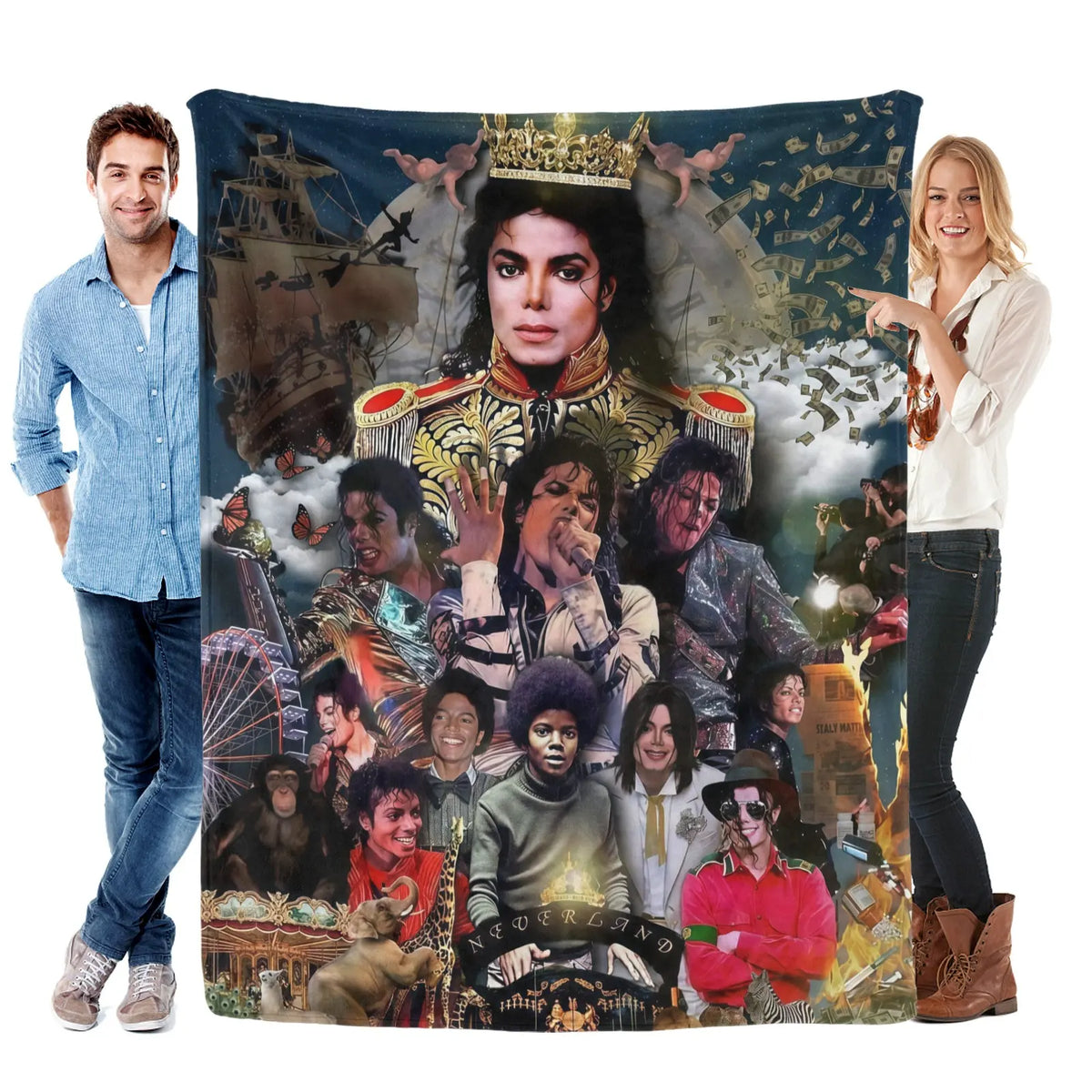 Michael Jackson King Of Pop Vintage Flannel Throw Blanket - Ultra Soft, Cozy Warm - for Bedroom, Couch, Travel - Perfect Gift for Pop Fans, Gifts for Him - Aesthetic Room Decor